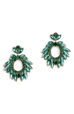 Deepa Gurnani Zienna Crystal Drop Earrings in Emerald