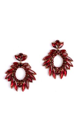 Deepa Gurnani Zienna Crystal Drop Earrings in Ruby