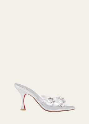 Degraqueen Crystal Transparent Red Sole Mule Sandals