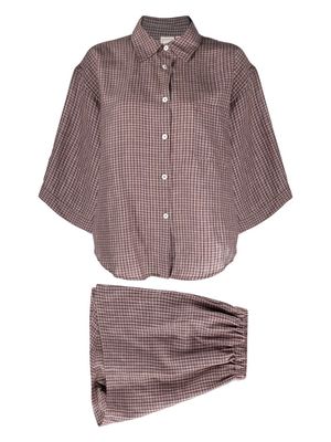Deiji Studios check-pattern pyjama set - Brown