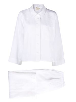 Deiji Studios long-sleeve linen pajama set - White