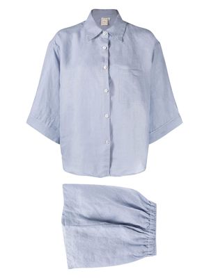 Deiji Studios short-sleeve linen pajamas set - Blue