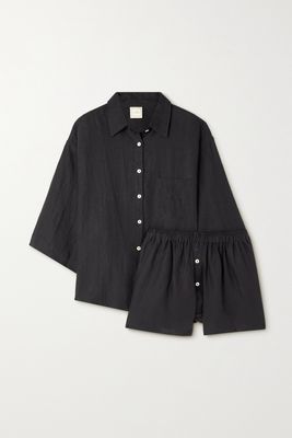 Deiji Studios - The 03 Washed-linen Shirt And Shorts Set - Black