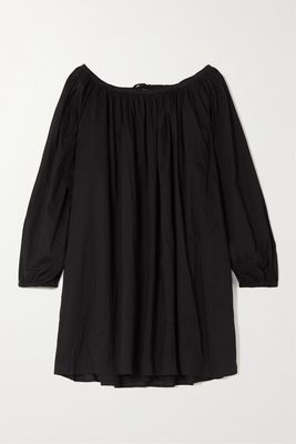 Deiji Studios - The Over Gathered Organic Cotton-voile Mini Dress - Black