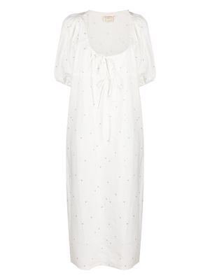 Deiji Studios tied-neckline linen nightdress - White
