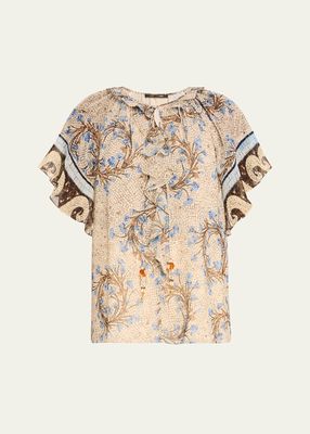 Deirdre Ruffle Floral-Print Blouse