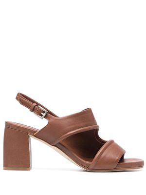 Del Carlo 75mm mid-block heel leather sandals - Brown