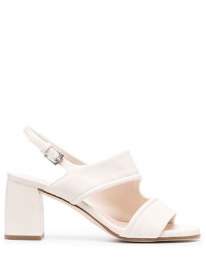 Del Carlo 75mm mid-block heel leather sandals - White