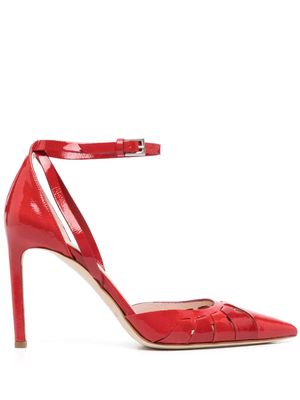 Del Carlo 90mm patent calf-leather pumps - Red