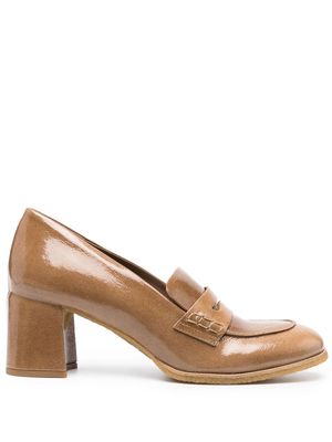 Del Carlo block-heel patent loafers - Neutrals