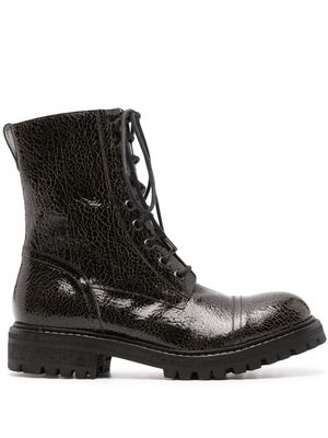 Del Carlo crinkle-finish lace-up boots - Black
