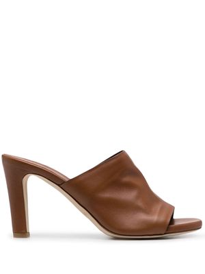 Del Carlo high-heeled leather mules - Brown
