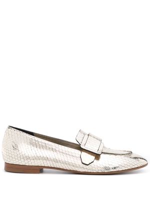 Del Carlo snakeskin-effect leather loafers - Gold