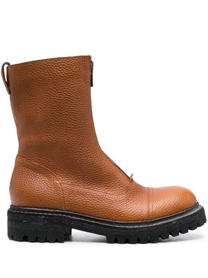 Del Carlo zipped ankle leather boots - Brown