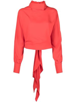 DEL CORE back-tie long-sleeve top - Red
