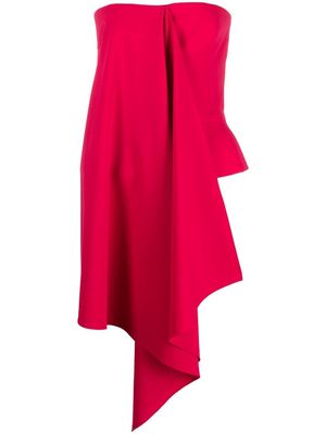Del Core draped-detail strapless silk top - Red