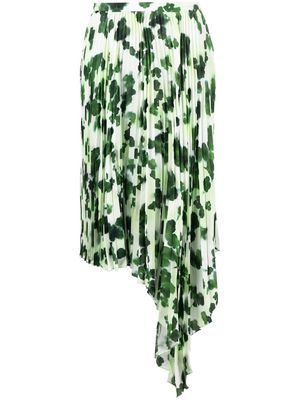 DEL CORE draped pleated silk skirt - Green
