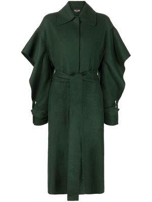 DEL CORE draped sleeves belted trench coat - Green