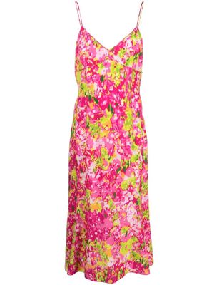 Del Core empire line floral silk dress - Pink