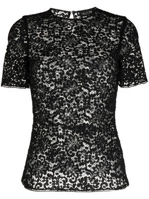 Del Core floral-lace short-sleeved T-shirt - Black