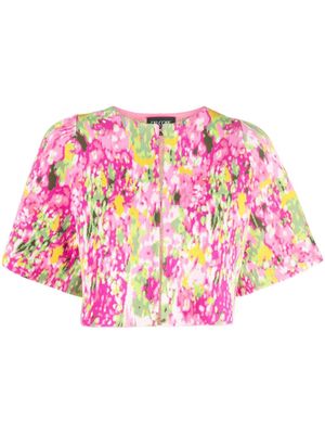 Del Core floral-print cropped short-sleeve jacket - Pink