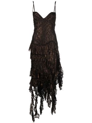 DEL CORE lace-detail sleeveless maxi dress - Brown