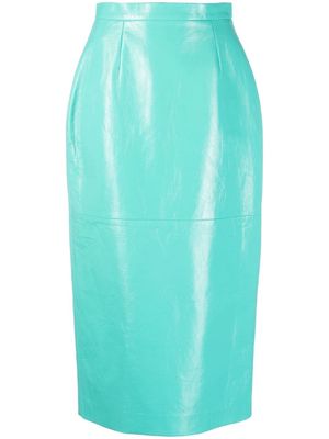 Del Core leather high-waisted midi skirt - Blue