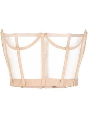 Del Core panelled mesh corset - Neutrals
