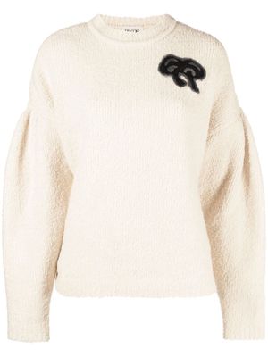 DEL CORE patch-detail knitted jumper - Neutrals