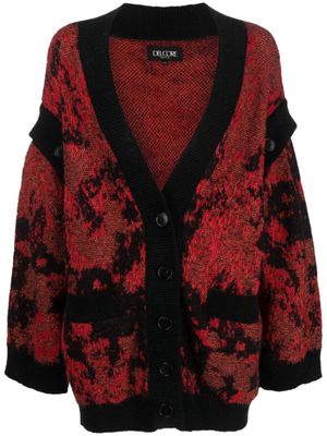 Del Core patterned-jacquard ribbed-knit cardigan - Red