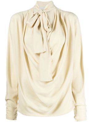 DEL CORE pussy-bow collar blouse - Yellow