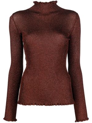 DEL CORE roll-neck fitted jumper - Brown
