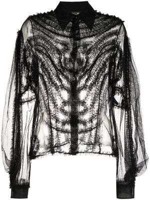 DEL CORE sheer silk blouse - Black