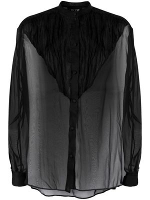 Del Core silk-organza band-collar blouse - Black