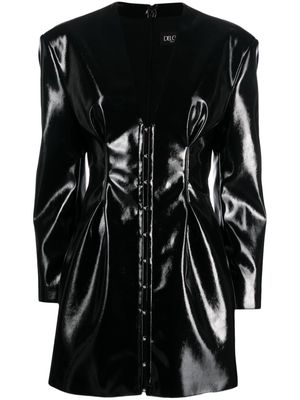 Del Core V-neck laminated minidress - Black
