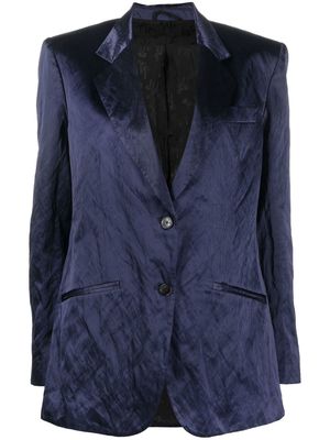 DEL CORE velvet wrinkled-effect blazer - Blue