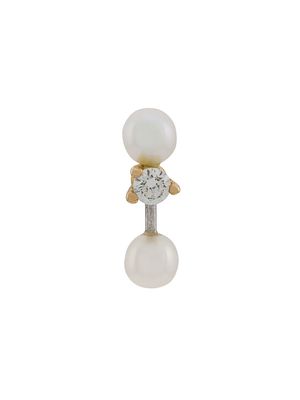 Delfina Delettrez 18kt yellow and white gold Two In One pearl and diamond earring