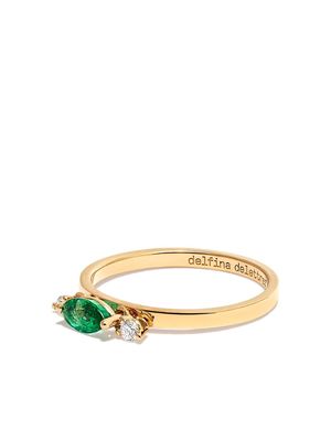 Delfina Delettrez 18kt yellow gold Dancing Diamonds emerald band ring