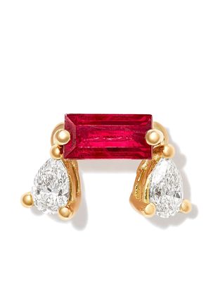 Delfina Delettrez 18kt yellow gold Dancing Diamonds ruby single earring