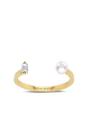 Delfina Delettrez 18kt yellow gold Dots diamond and pearl ring