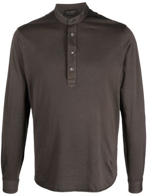 Dell'oglio band-collar cotton polo shirt - Brown