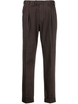 Dell'oglio herringbone-pattern tapered-leg trousers - Brown