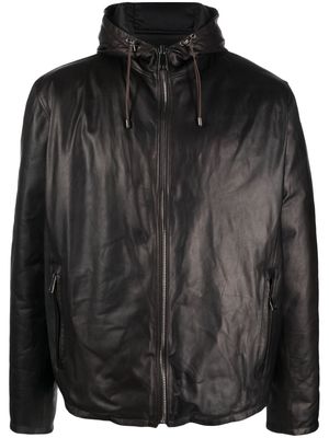 Dell'oglio hooded leather jacket - Black