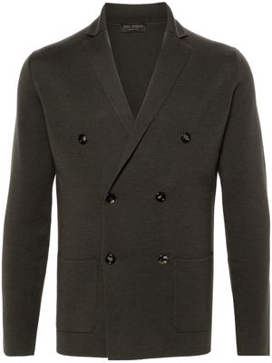 Dell'oglio notched-lapel wool double-breasted cardigan - Green