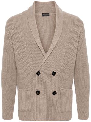 Dell'oglio shawl-lapel double-breasted wool blend cardigan - Neutrals