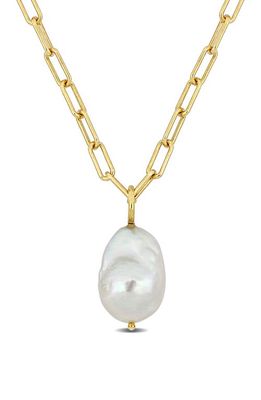 DELMAR 13-14mm Natural Shape Cultured Freshwater Pearl Pendant Necklace in White