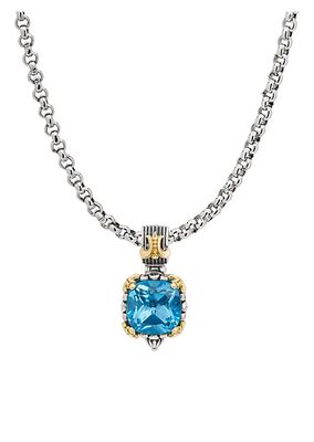 Delos 2.0 Utopia 18K Gold, Sterling Silver & Blue Topaz Pendant