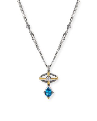 Delos Two-Tone White Sapphire and Swiss Blue Topaz Necklace