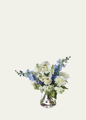 Delphinium Lilacs and Dahlias in a Tapered Vase