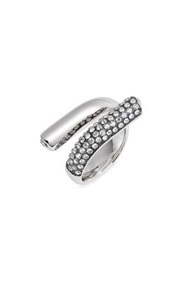 DEMARSON Ana Pavé Crystal Bypass Ring in Pave Silver